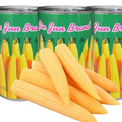 Peeled 454g Canned Fruits Vegetables Canned Baby Corn In Brine